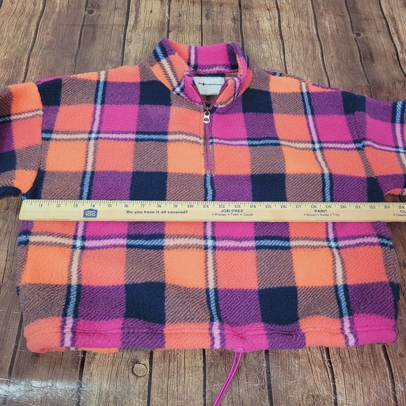American Eagle Womens Pullover Pink Orange M Mock Neck Quarter Zip Pockets Soft - Picture 2 of 11